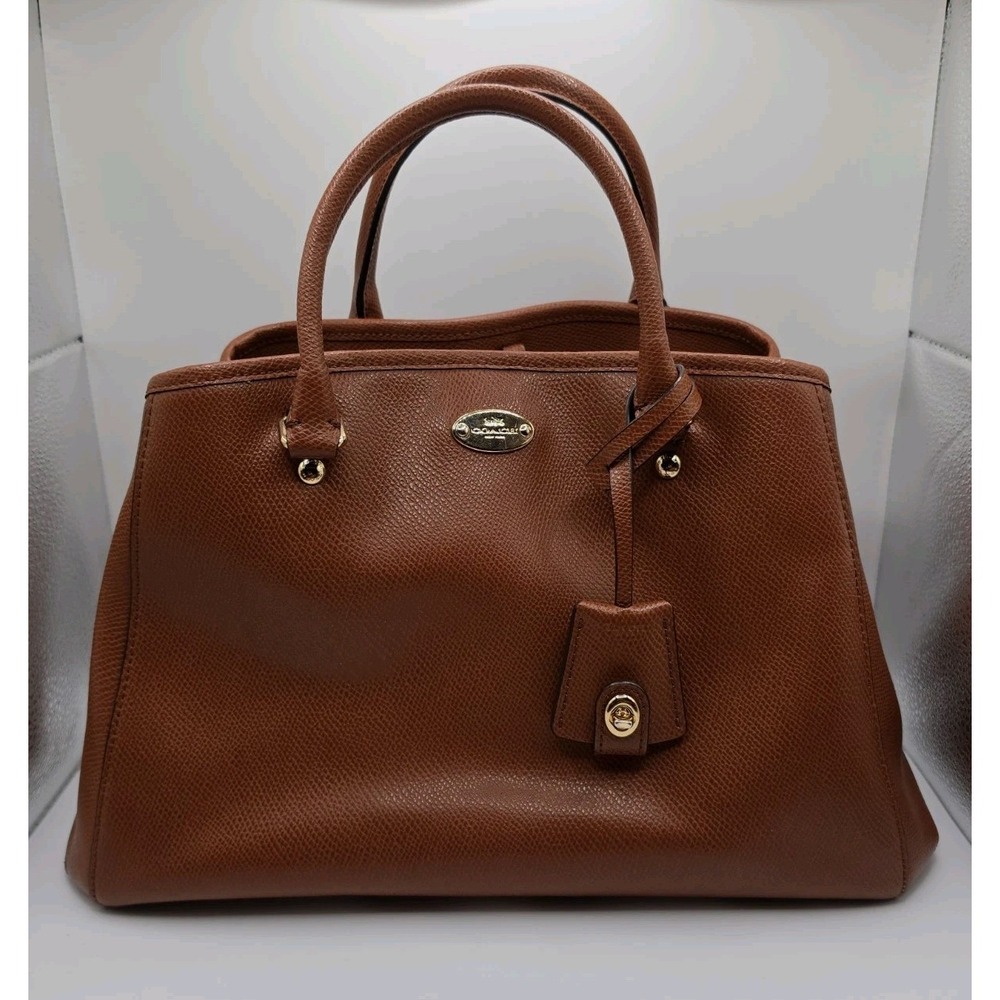 Coach Woman's F34607 Small Margot Carryall Satchel Bag Crossgrain Leather Saddle